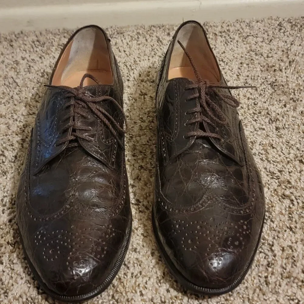 Men's A. Testoni FULL ALLIGATOR Wingtip Oxfords 12 D $1650